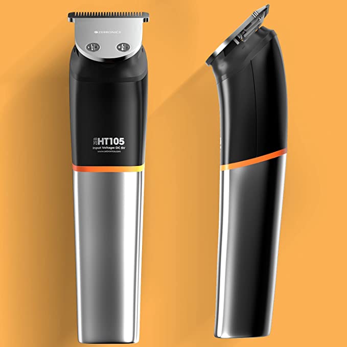 Zebronics ZEB-HT105 Corded/Cordless Use Trimmer with up to 90 Mins USB Fast Charge, IPX6, LED Display, 2 Speed Modes, Rounded Tip Stainless Steel Blade, 4 Guide Combs & ABS (Black+Metallic Grey) Zebronics ZEB-HT105 Corded/Cordless Use Trimmer with up to 90 Mins USB Fast Charge, IPX6, LED Display, 2 Speed Modes, Rounded Tip Stainless Steel Blade, 4 Guide Combs & ABS (Black+Metallic Grey)